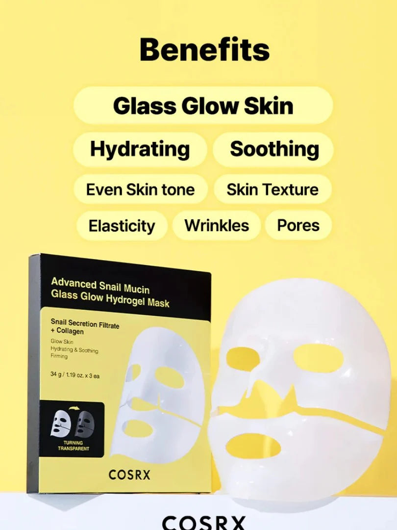 COSRX | Advanced Snail Mucin Glass Glow Hydrogel Mask - Μάσκα με κολλαγόνο και βλεννίνη σαλιγκαριού