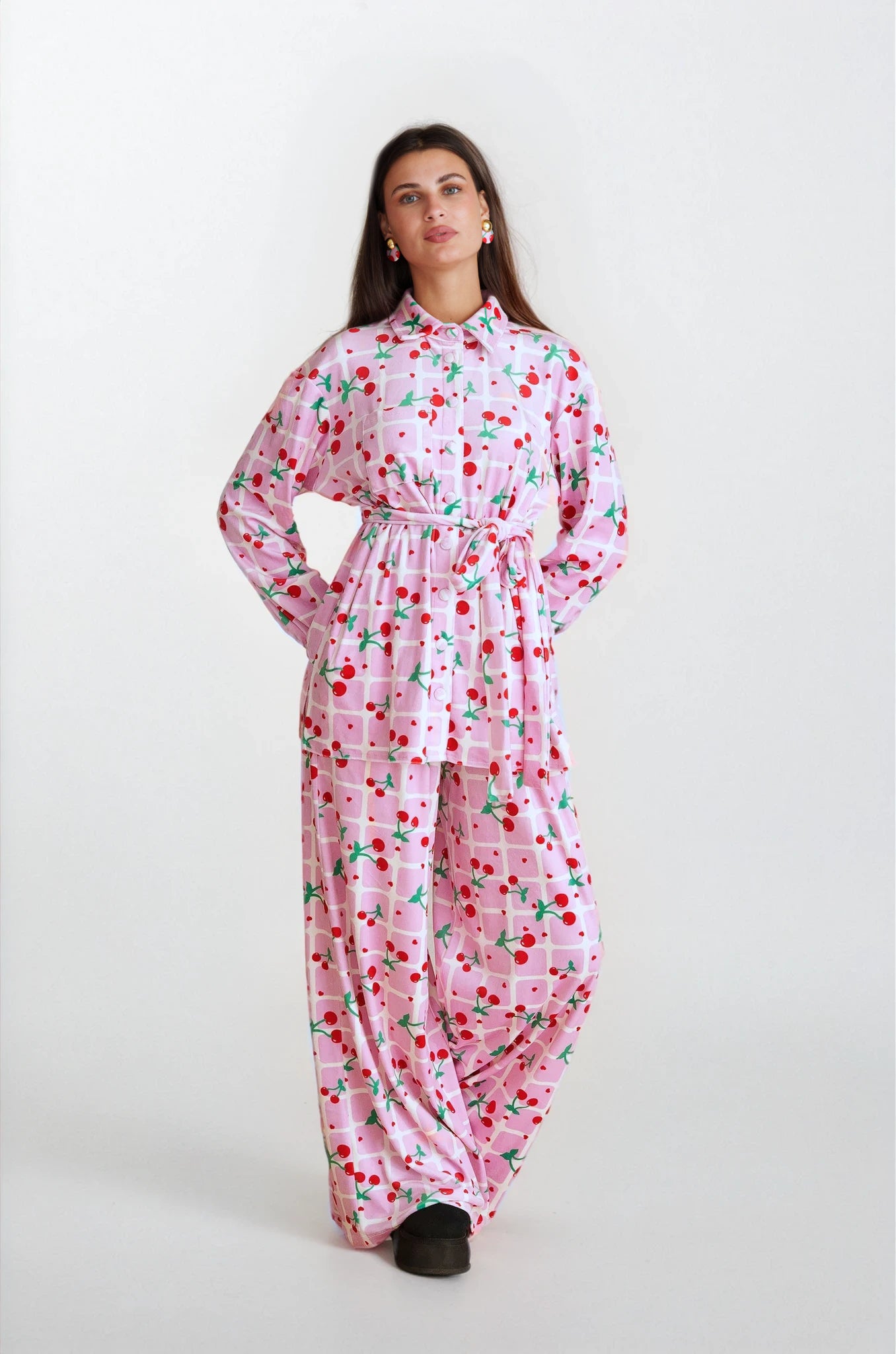 Georgina Trikogia | Blushed Cherries Velvet Set