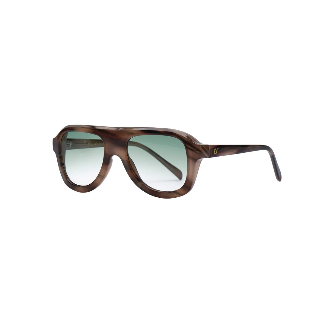 OS Sunglasses Formentera Verde σε πλάγια όψη με λογότυπο στον βραχίονα