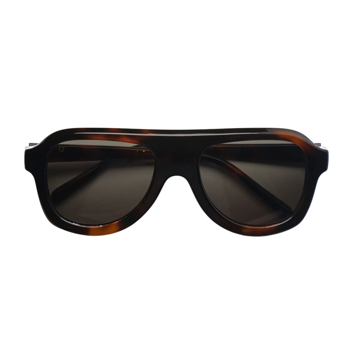 OS Sunglasses Formentera Petrolio με Havana σκελετό και πράσινους φακούς, κοντινή όψη