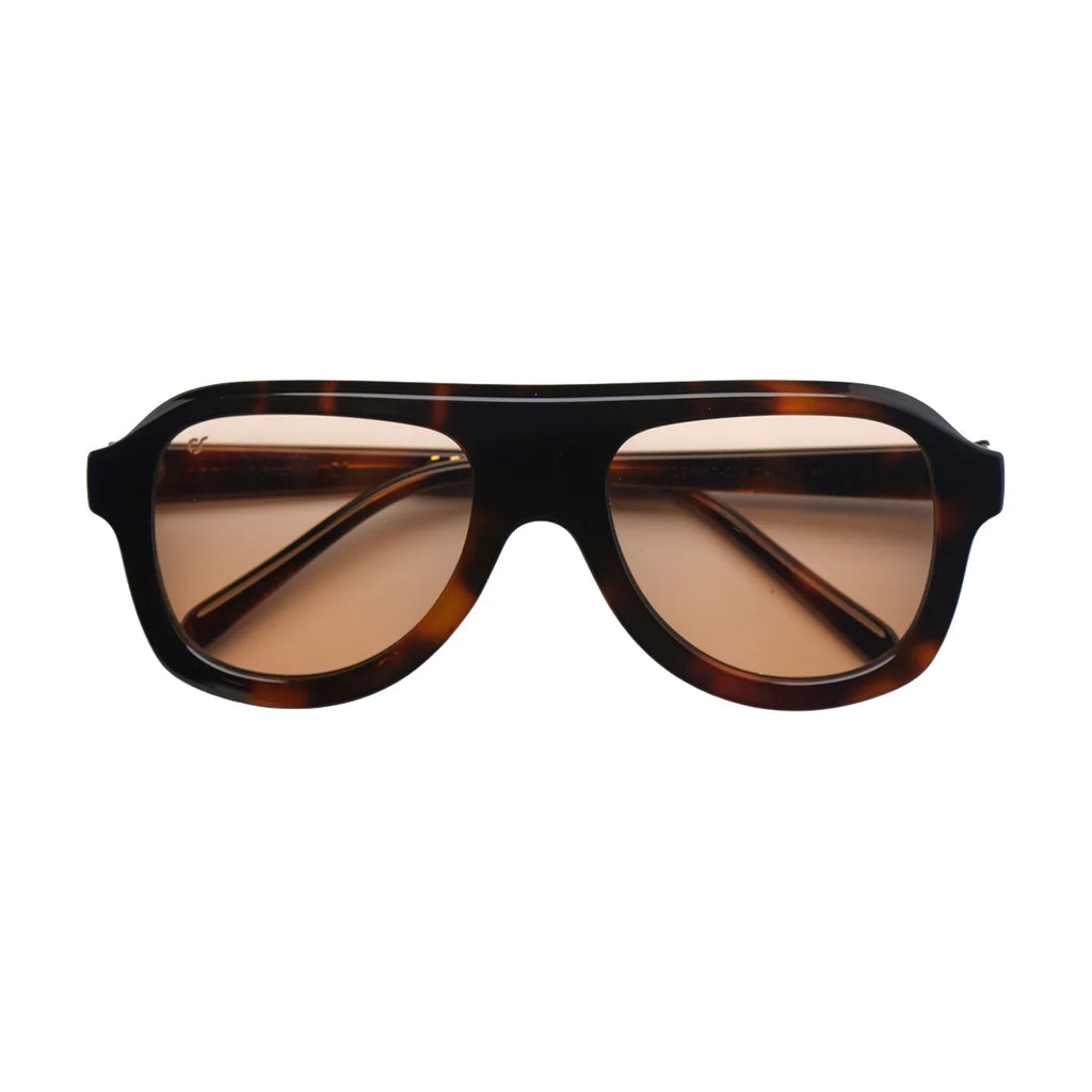 OS Sunglasses Formentera Giallo με Havana σκελετό και κεχριμπαρένιους φακούς, κοντινή όψη