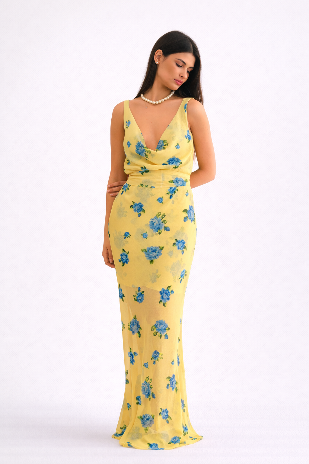 Georgina Trikogia | Daphne Vintage Draped Maxi Dress