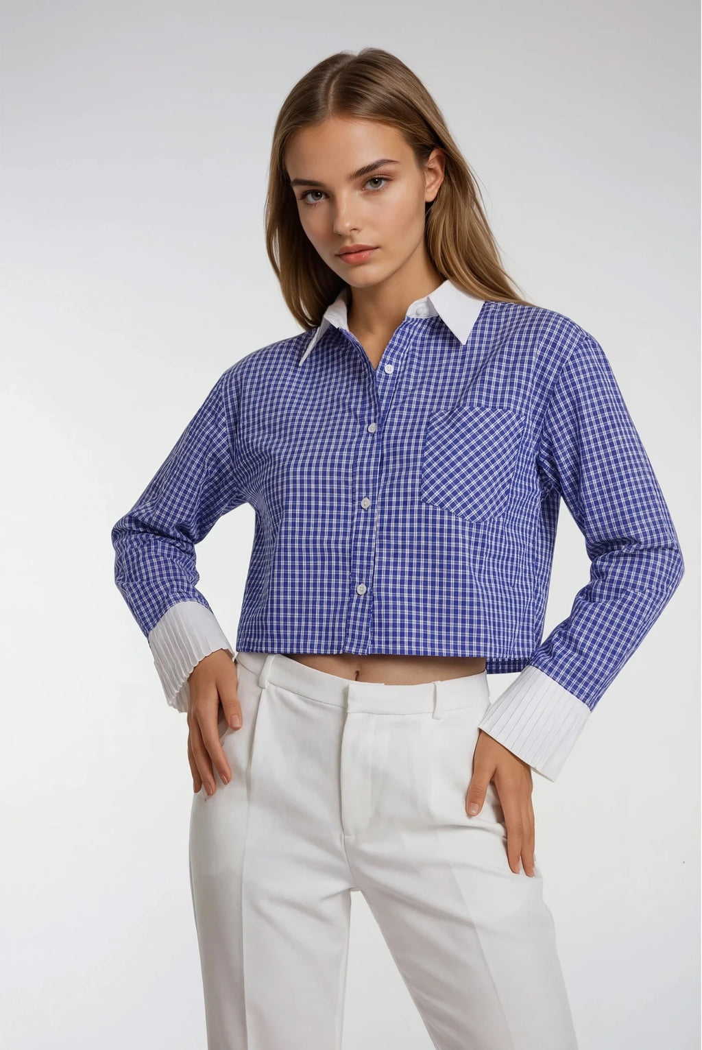 Cropped long-sleeve shirt