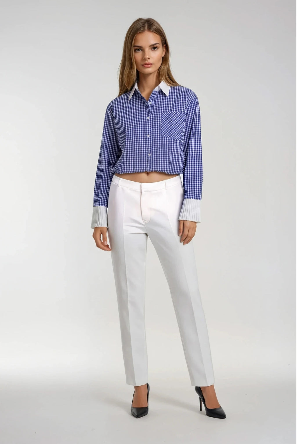 Cropped long-sleeve shirt