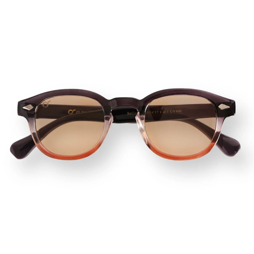 OS Sunglasses Berlino Wood Giallo με κεχριμπαρένιο σκελετό και κίτρινους φακούς, μπροστινή όψη