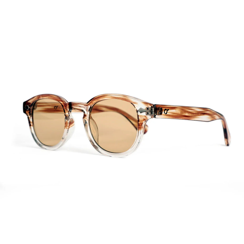 OS Sunglasses Berlino Sand Giallo σε πλάγια όψη με ανοιχτούς βραχίονες