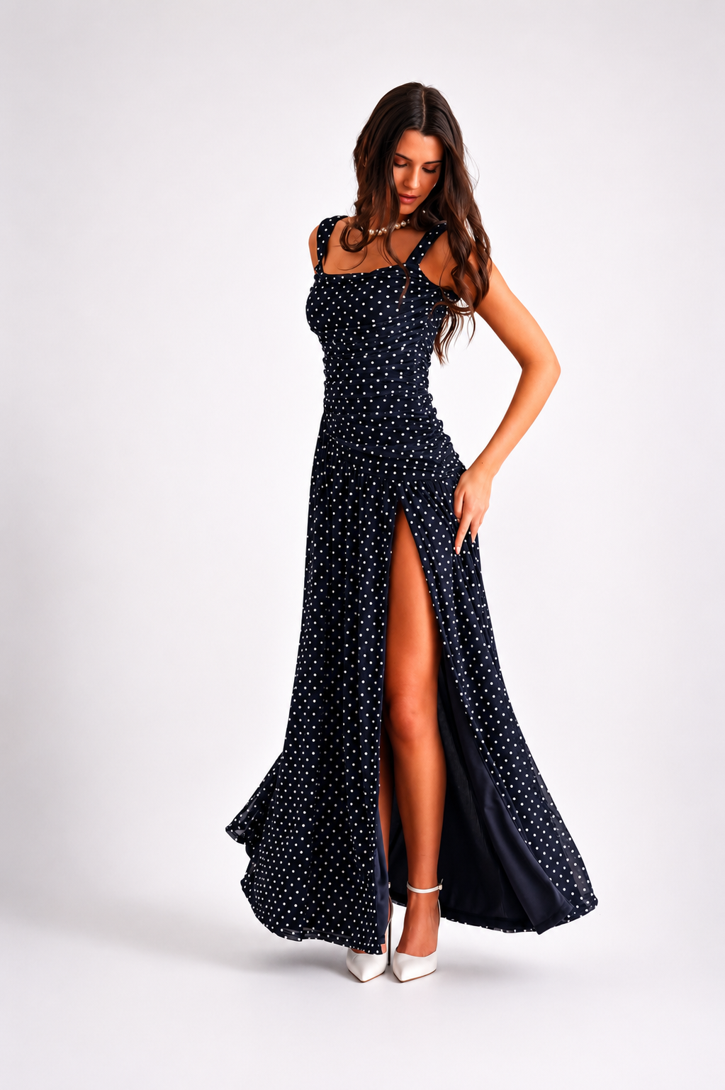 Georgina Trikogia | Polka Dots Dress with Slit