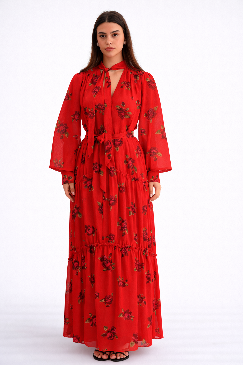 Georgina Trikogia | Red Rose Maxi Dress