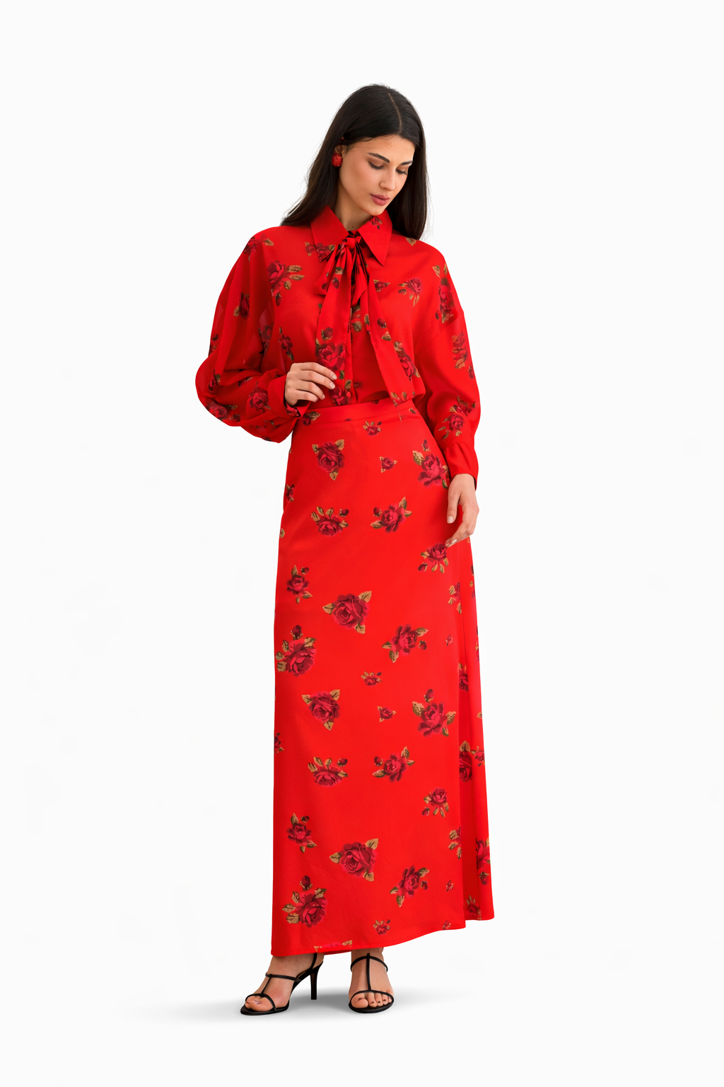 Georgina Trikogia | Red Rose Maxi Skirt