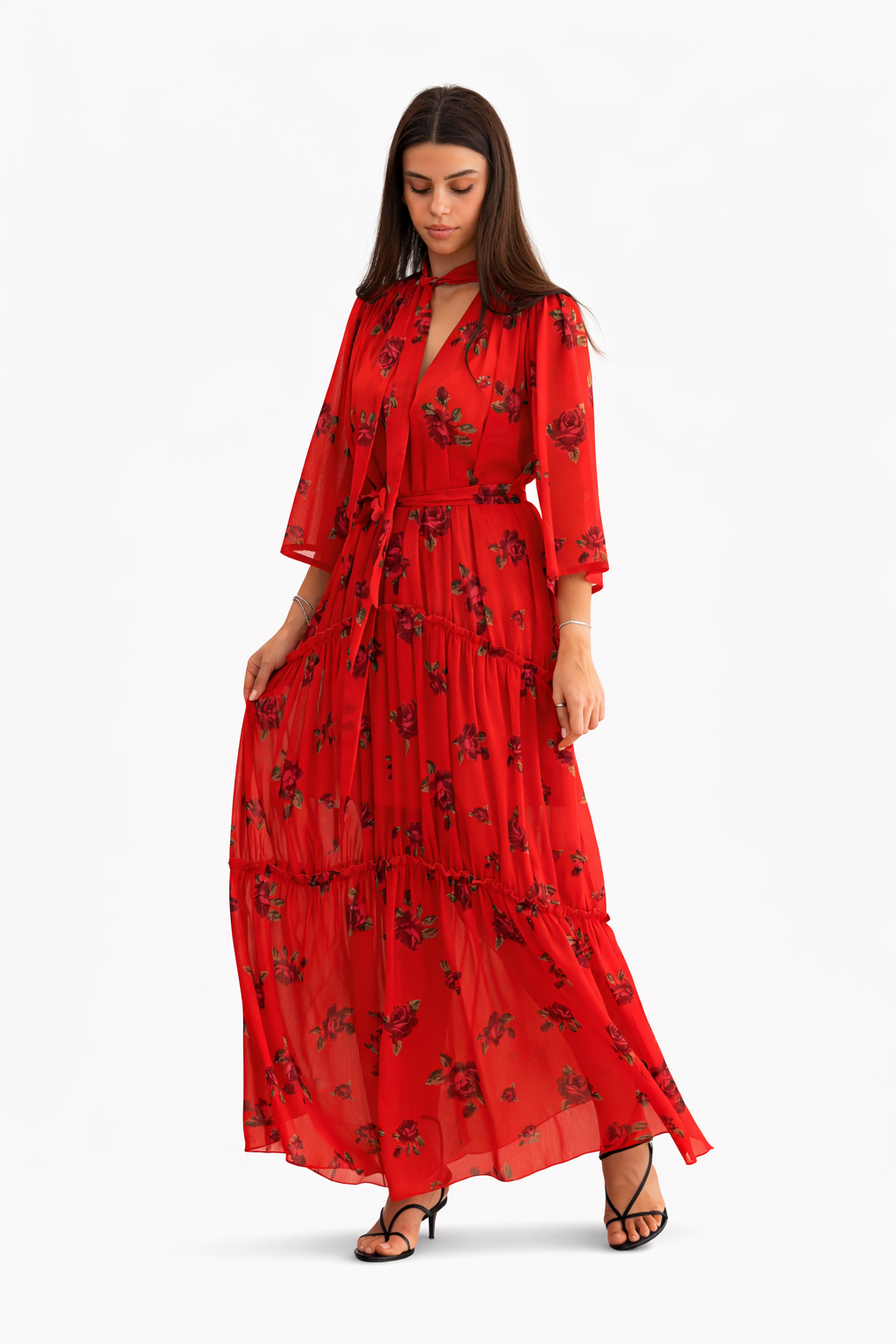 Georgina Trikogia | Red Rose Maxi Dress