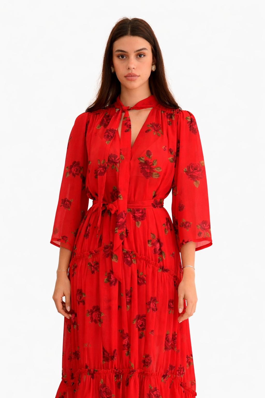 Georgina Trikogia | Red Rose Maxi Dress