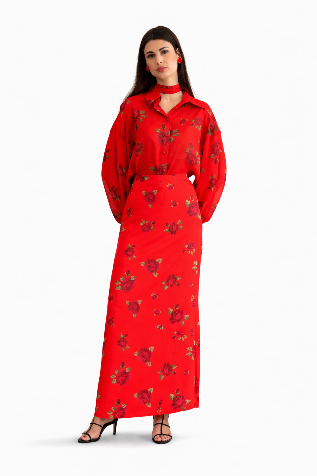 Georgina Trikogia | Red Rose Maxi Skirt