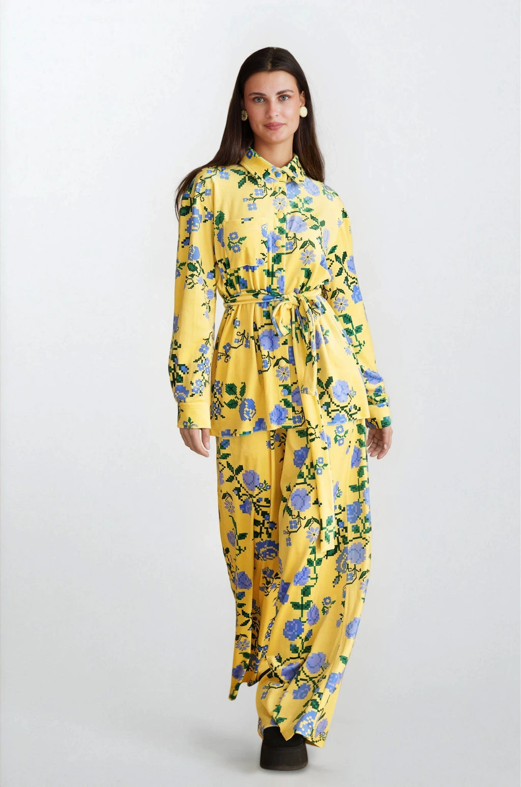 Georgina Trikogia | Pixel Rose Yellow Velvet Set