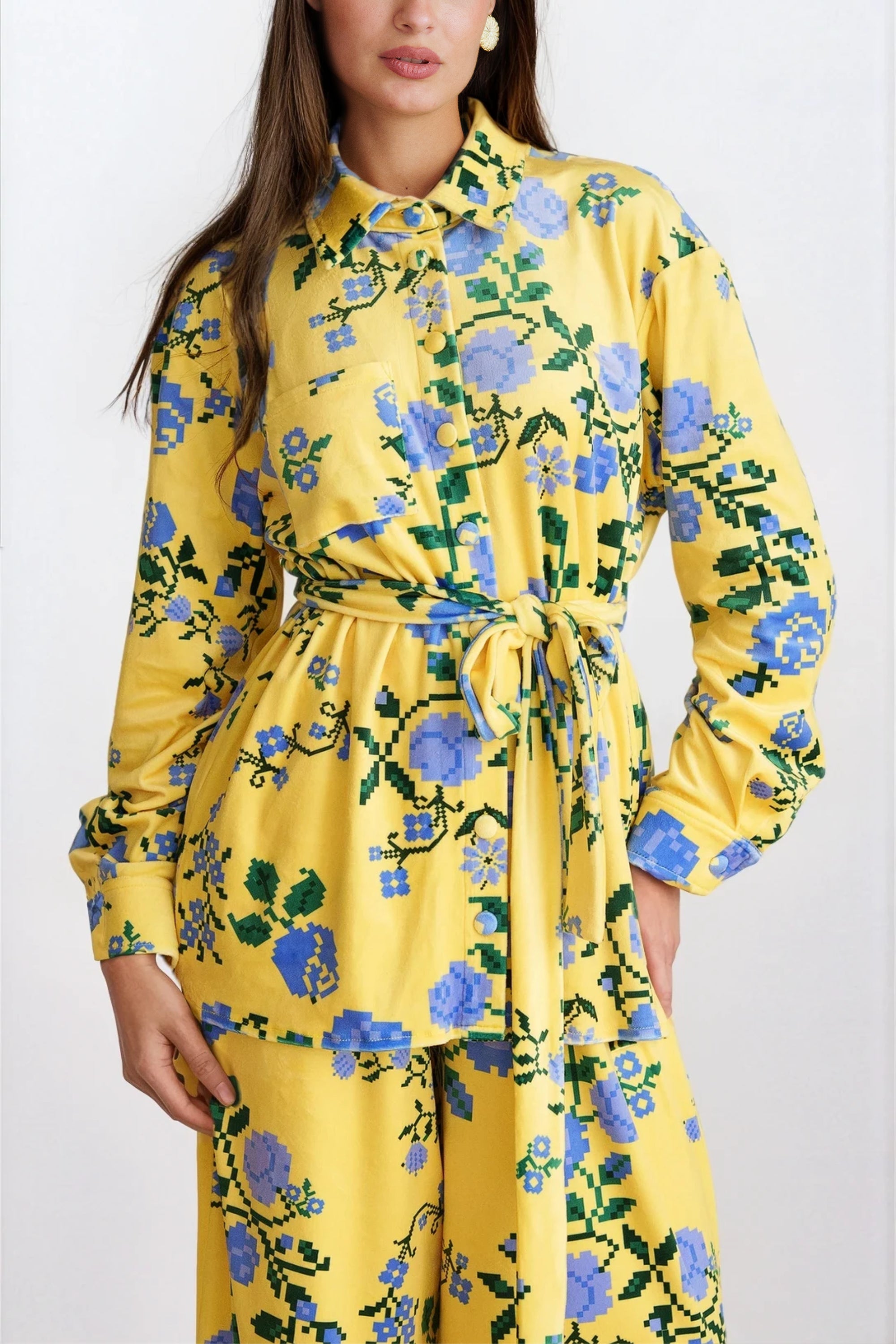 Georgina Trikogia | Pixel Rose Yellow Velvet Set