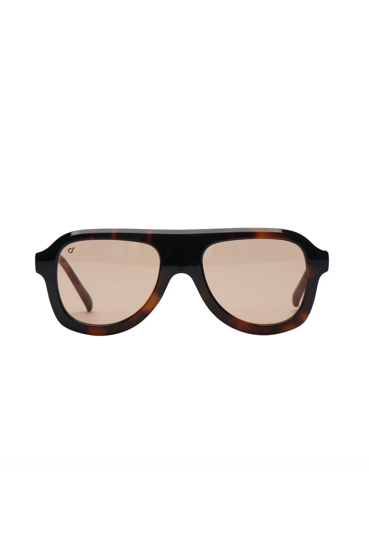 OS Sunglasses Formentera Giallo με καφέ Havana σκελετό και σκούρους κίτρινους φακούς, μπροστινή όψη