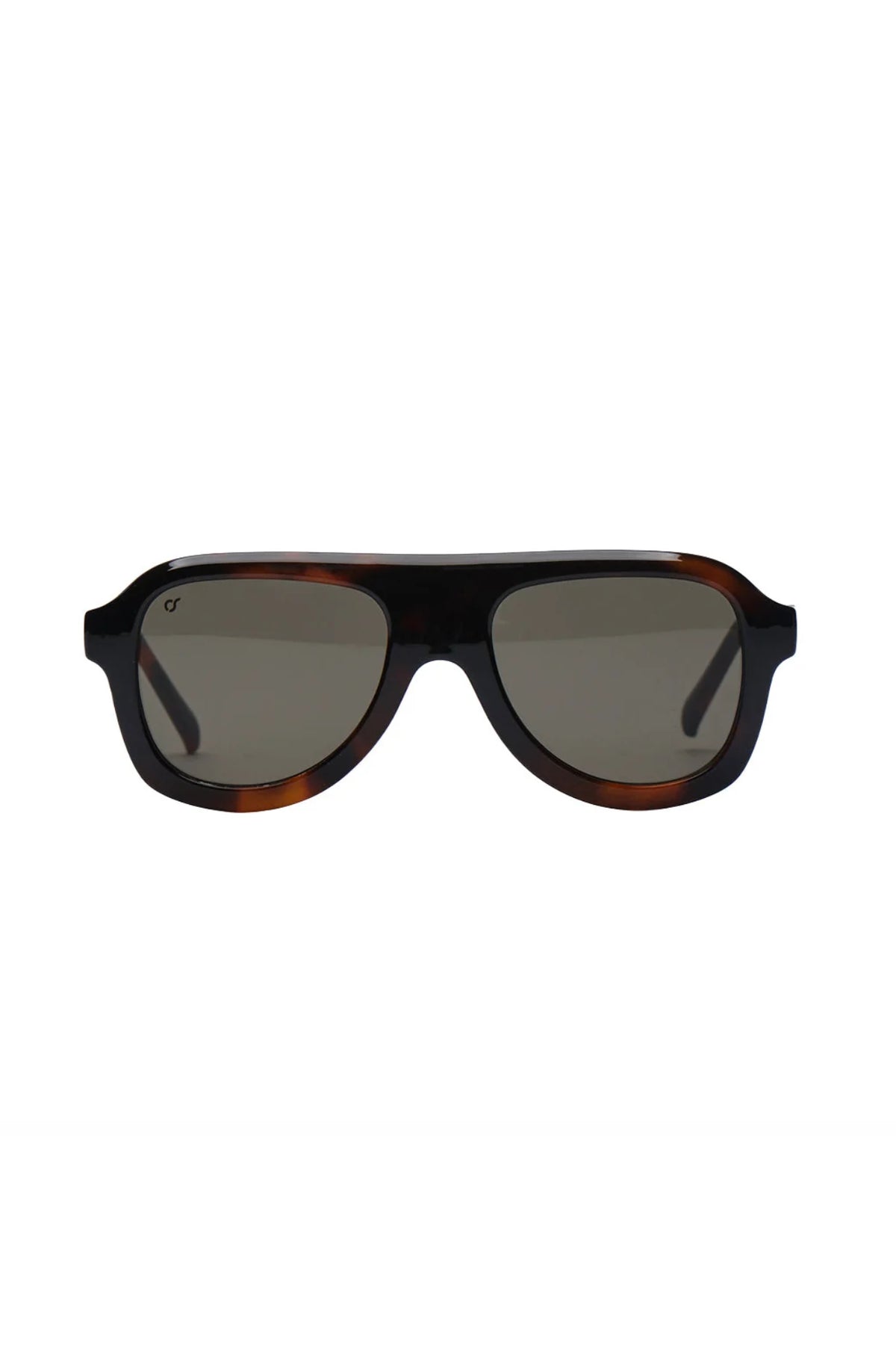 OS Sunglasses Formentera Petrolio με καφέ Havana σκελετό και πράσινους πετρόλ φακούς, μπροστινή όψη