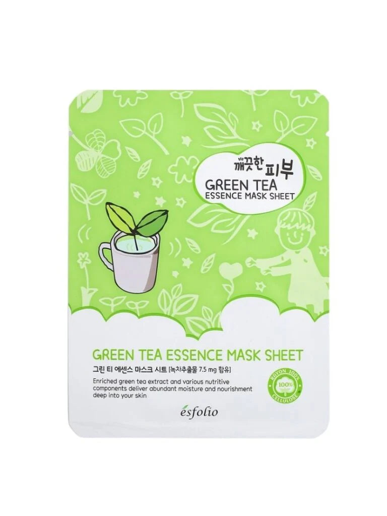 Esfolio | Pure Skin Green Tea Essence Mask Sheet - Μάσκα για ελαστικότητα και λάμψη